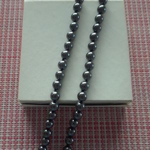 Women's Faux Black Pearl Necklace and Bracelet Set